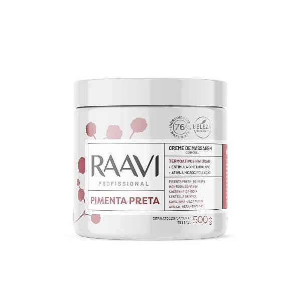 Creme De Massagem Corporal Raavi Profissional Pimenta Preta 500g