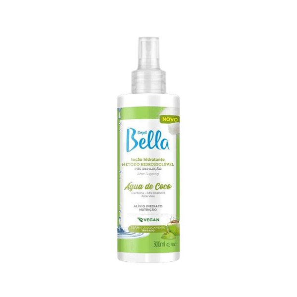 Loção Hidratante Pós-Depilação Depil Bella Método Hidrossolúvel Água De Coco 300ml