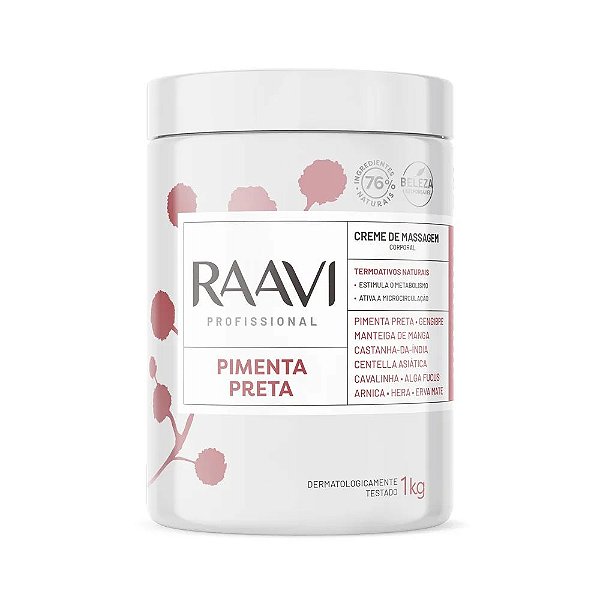 Creme De Massagem Corporal Raavi Profissional Pimenta Preta 1Kg