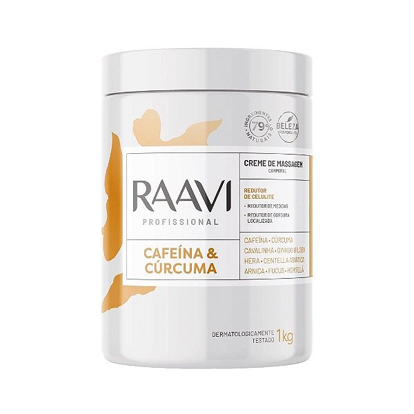 Creme De Massagem Corporal Raavi Profissional Cafeína E Cúrcuma 1Kg