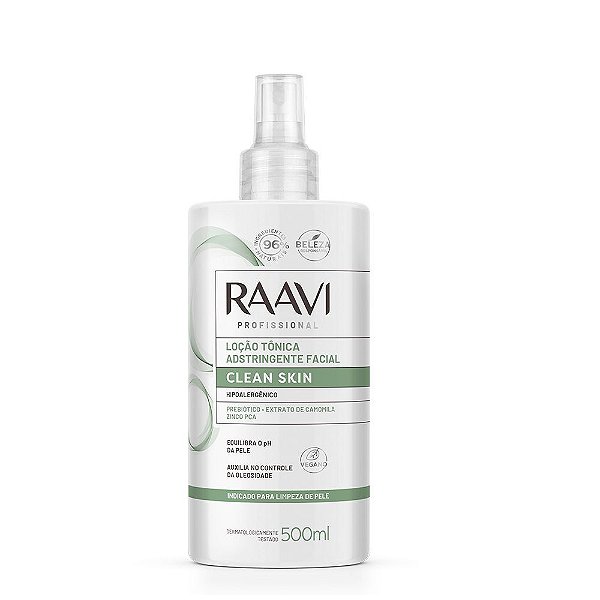 Loção Tônica Adstringente Facial Raavi Profissional Clean Skin 500ml