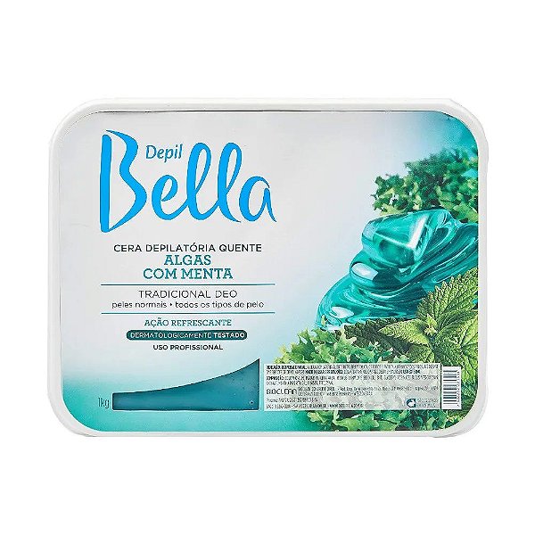 Cera Depilatória Quente Em Barra Depil Bella Profissional Tradicional Deo Algas Com Menta 1Kg