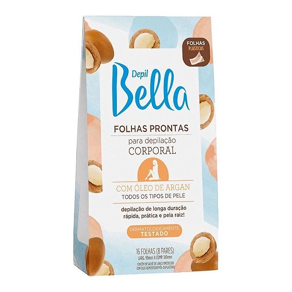 Folha Pronta Para Depilação Corporal Depil Bella Óleo De Argan 16 Unidades