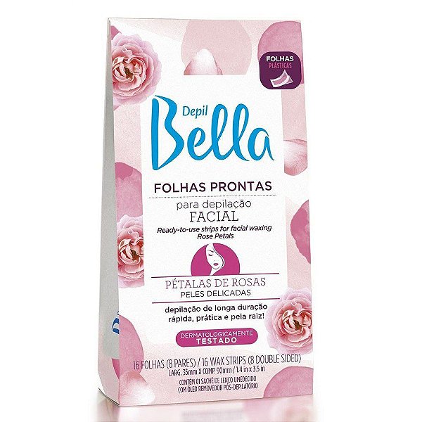 Folha Pronta Para Depilação Facial Depil Bella Pétalas De Rosas 16 Unidades