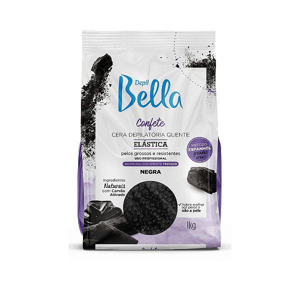 Cera Depilatória Quente Em Confete Depil Bella Elástica Negra 1Kg