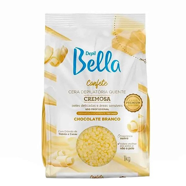 Cera Depilatória Quente Em Confete Depil Bella Cremosa Chocolate Branco 1Kg