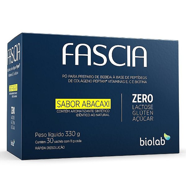 Suplemento Alimentar Em Pó Fascia Sabor Abacaxi Com 30 Sachês De 11g Cada