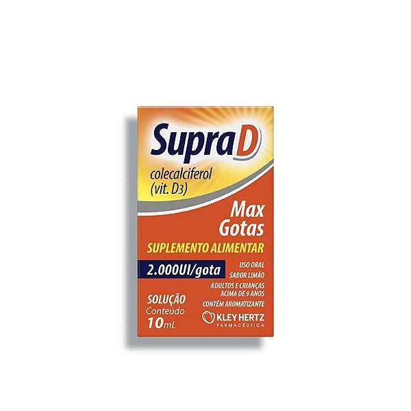 Suplemento Alimentar Líquido Supra D Max 2.000UI Sabor Limão 10ml