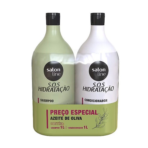 Kit Salon Line S.O.S Hidratação Shampoo E Condicionador Azeite De Oliva Com 1L Cada