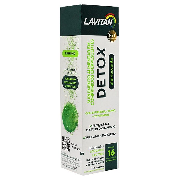 Suplemento Alimentar Lavitan Detox Abacaxi Com Hortelã 16 Comprimidos Efervescentes