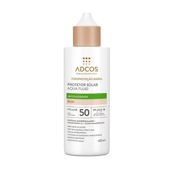 Protetor Solar Facial Adcos Aqua Fluid FPS50 Beige 40ml