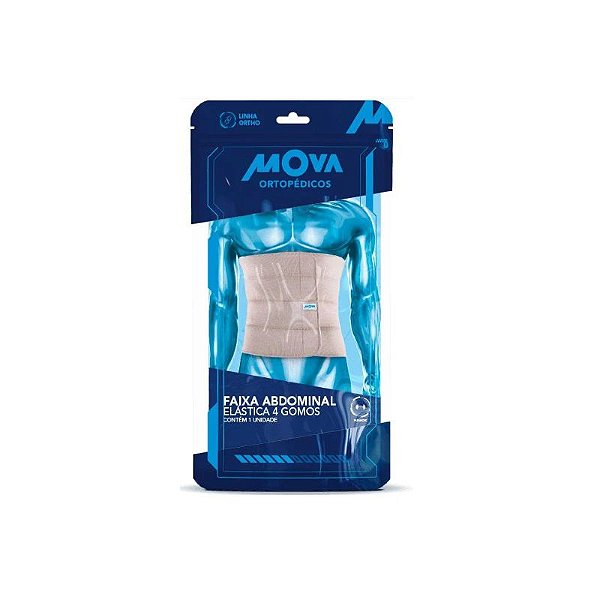 Faixa Abdominal Elástica 4 Gomos Mova Ortopédicos Tamanho G/GG Cor Bege