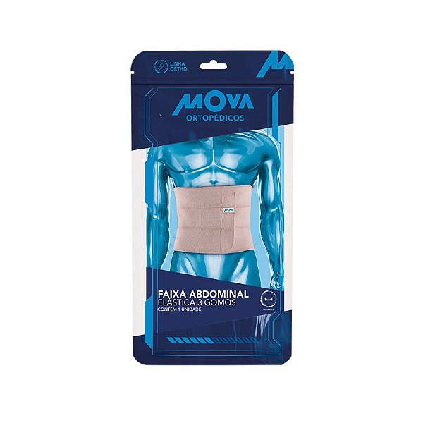 Faixa Abdominal Elástica 3 Gomos Mova Ortopédicos Tamanho G/GG Cor Bege