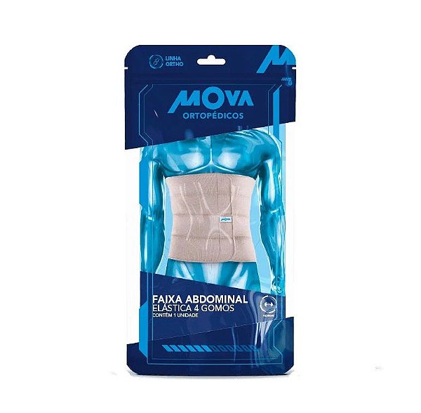 Faixa Abdominal Elástica 4 Gomos Mova Ortopédicos Tamanho XGG Cor Bege