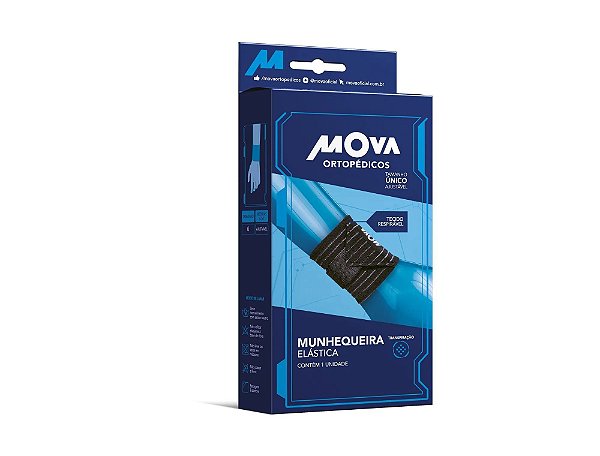 Munhequeira Elástica Mova Tamanho Único Ajustavel Cor Preta