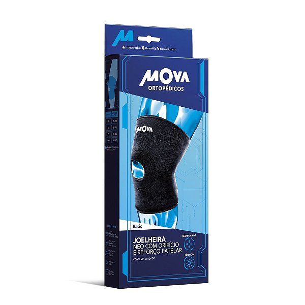 Joelheira Neo Com Orifício E Reforço Patelar Mova Basic Tamanho M Cor Preto
