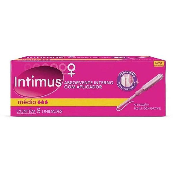 Absorvente Interno Intimus Com Aplicador Tamanho Médio 8 Unidades