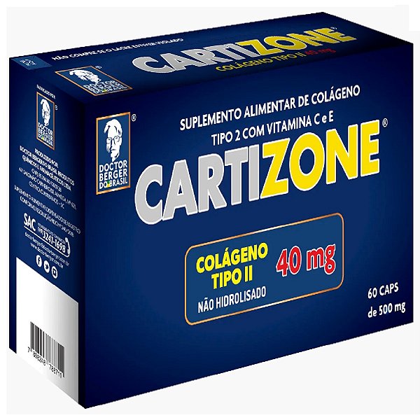 Suplemento Alimentar Cartizone Colágeno Tipo II 40mg 60 Cápsulas