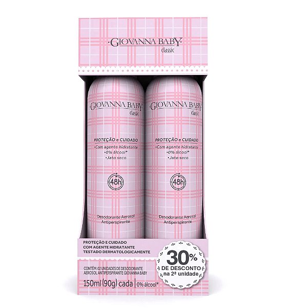 Kit Desodorante Aerossol Antiperspirante Giovanna Baby Classic 2 Unidades De 150ml Cada