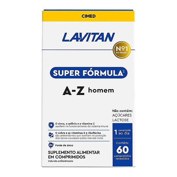 Suplemento Alimentar Lavitan Super Fórmula A-Z Homem 60 Comprimidos Revestidos