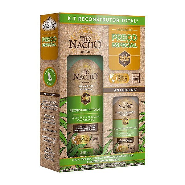 Kit Tío Nacho Reconstrutor total Shampoo 415mL + Condicionador 200mL