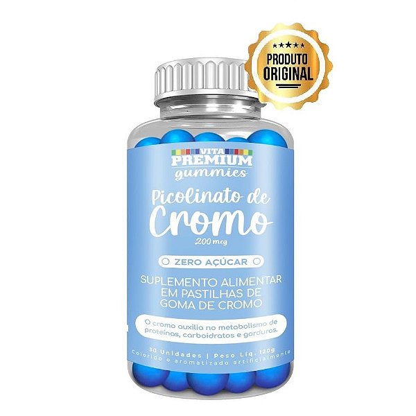 Suplemento Alimentar Vita Premium Gummies Picolinato De Cromo Sabor Blueberry 30 Pastilhas De Goma