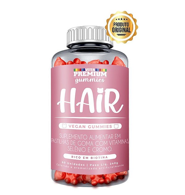 Suplemento Alimentar Vita Premium Gummies Hair Sabor Tutti-Frutti 60 Pastilhas De Goma