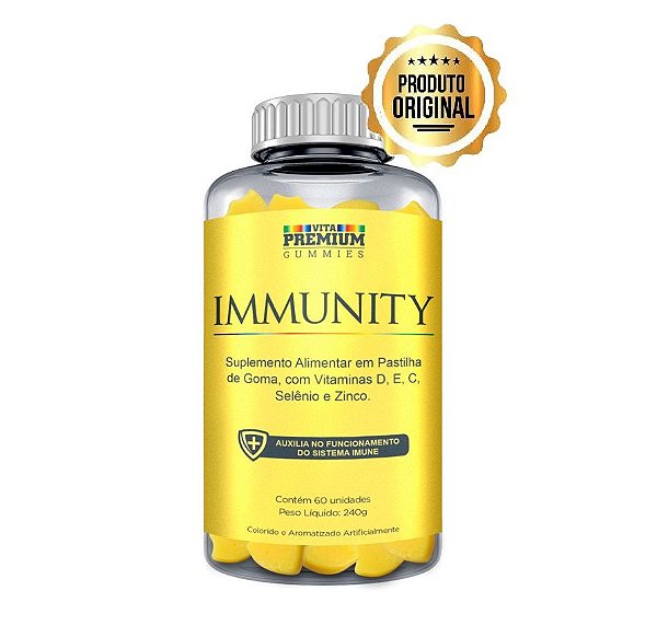 Suplemento Alimentar Vita Premium Gummies Immunity Sabor Abacaxi 60 Pastilhas De Goma