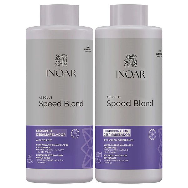 Kit Inoar Absolut Speed Blond Desamarelador Shampoo + Condicionador Com 800ml Cada