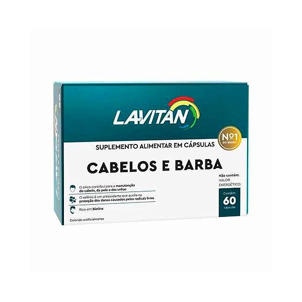 Suplemento Alimentar Lavitan Cabelos E Barba 60 Cápsulas