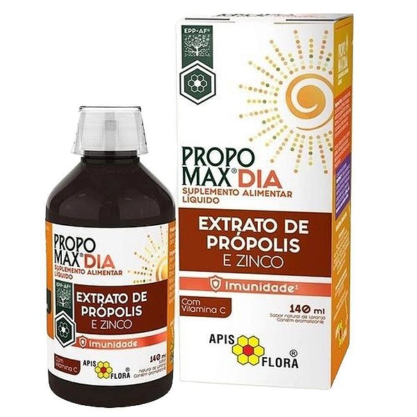 Suplemento Líquido Propomax Dia Apis Flora Extrato de Própolis E Zinco Sabor Laranja 140mL