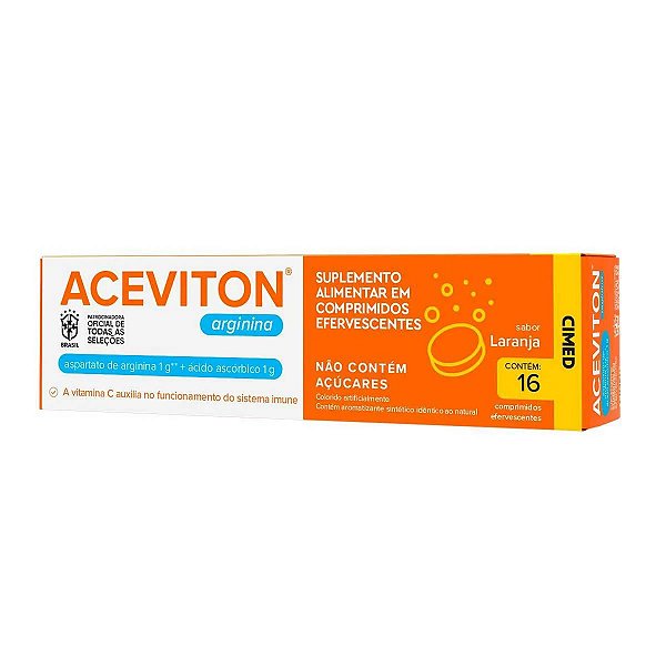 Suplemento Alimentar Aceviton Arginina Sabor Laranja 16 Comprimidos Efervescentes