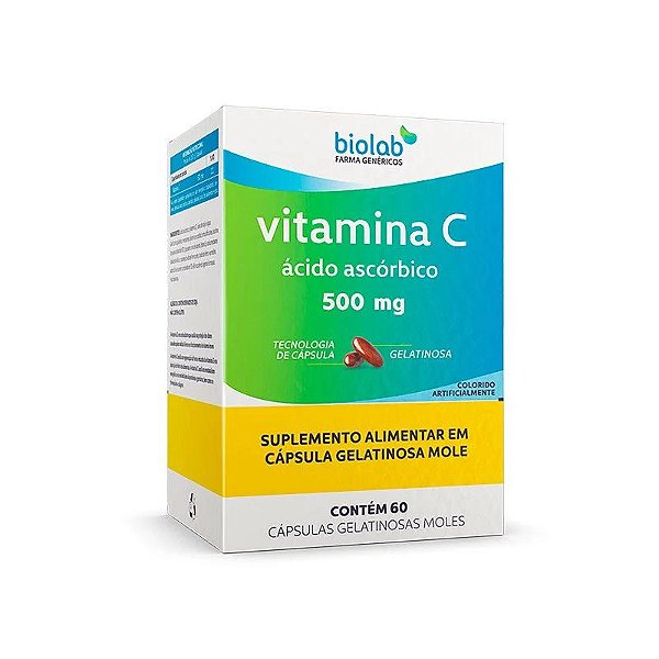 Suplemento Alimentar Biolab Vitamina C 500mg 60 Cápsulas Gelatinosas Moles