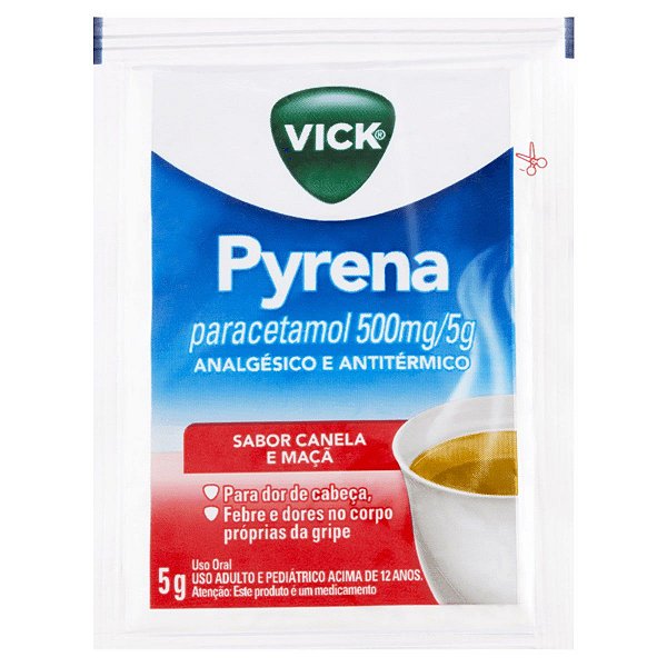 Vick Pyrena 500mg/5g Envelope com 5g de Pó para Solução Oral Sabor Canela e Maçã