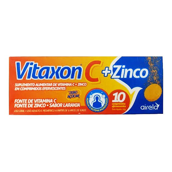 Suplemento Alimentar Vitaxon C + Zinco Sabor Laranja 10 Comprimidos