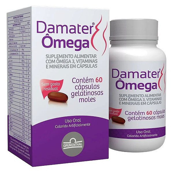 Suplemento Alimentar Damater Ômega 60 Cápsulas Gelatinosas Moles
