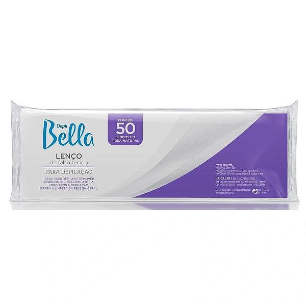 Lenço Para Depilação Depil Bella Em Fibra Natural 50 Unidades