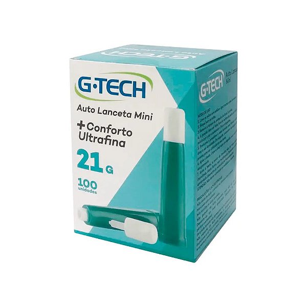 Auto Lanceta Mini G-Tech +Conforto Ultrafina 21G 100 Unidades
