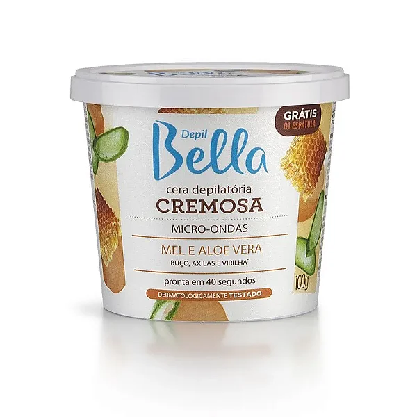 Cera Depilatória Cremosa Depil Bella Para Micro-Ondas Mel e Aloe Vera Deo 100g
