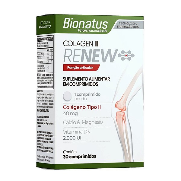 Suplemento Alimentar Bionatus Colagen II Renew 30 Comprimidos