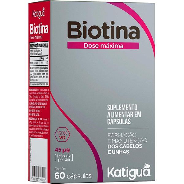 Suplemento Alimentar Biotina Dose Máxima 60 Cápsulas