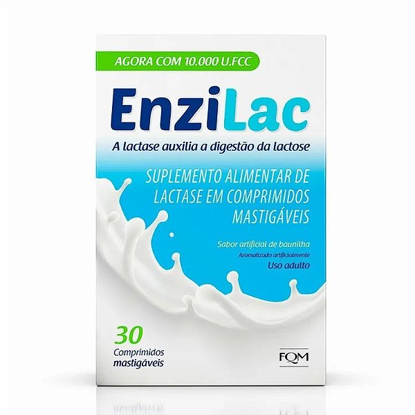 Suplemento Alimentar Enzilac 10.000UI Sabor Baunilha 30 Comprimidos Mastigáveis