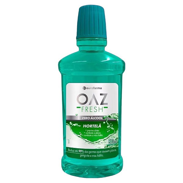 Antisséptico Bucal Oaz Fresh Zero Álcool Sabor Hortelã Eurofarma 500ml