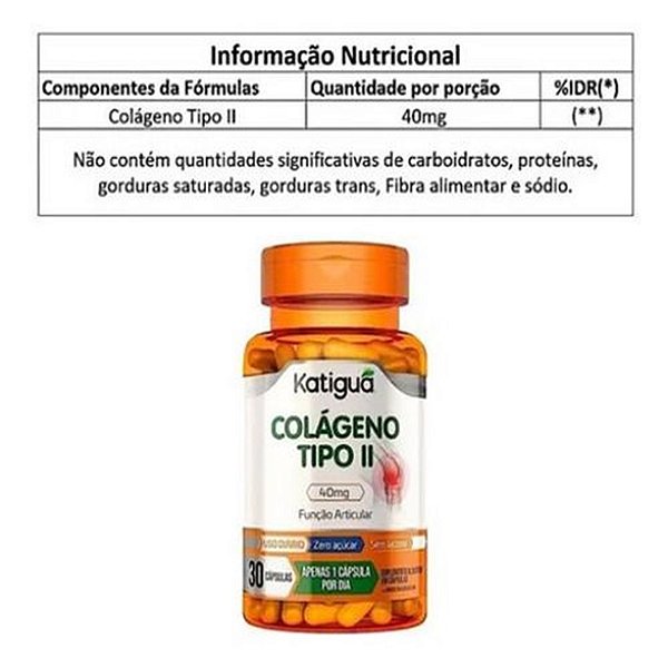 Suplemento Alimentar Katiguá Colágeno Tipo II 40mg 90 Cápsulas