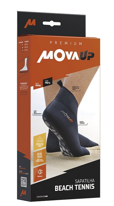 Sapatilha Beach Tennis Neo Prene Mova Up Premium Tamanho M Cor Preto