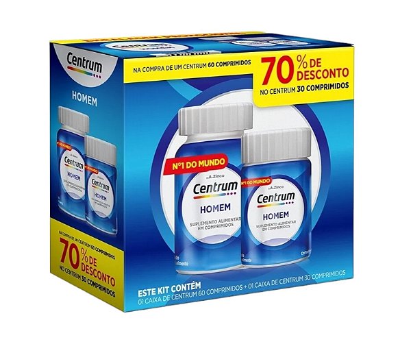 Kit Centrum Homem Embalagem Econômica Com 90 Comprimidos