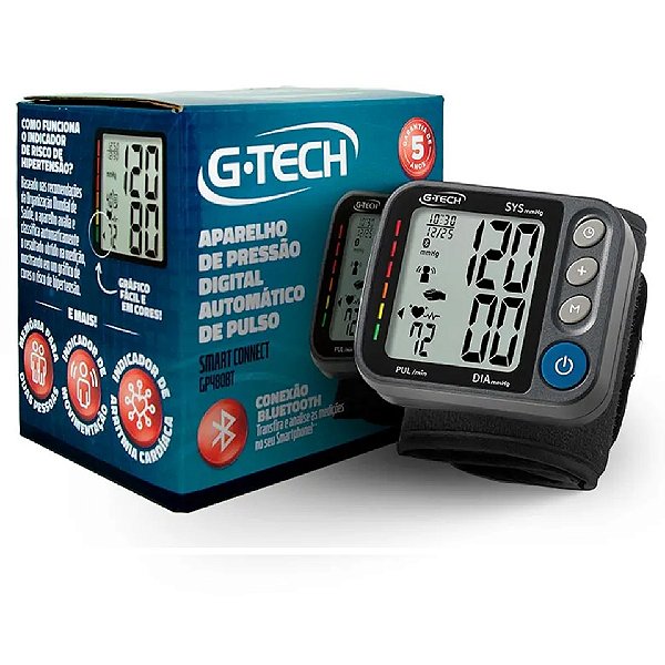 Aparelho De Pressão Digital Automático De Pulso G-Tech Smart Connect GP480BT