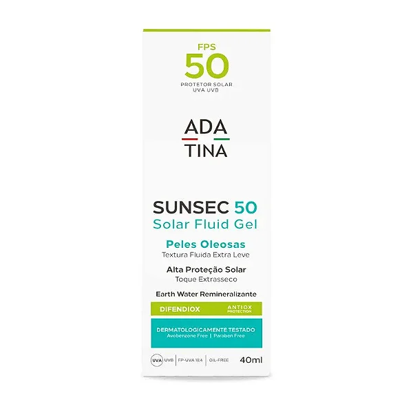 Protetor Solar Facial Ada Tina Pele Oleosa Sunsec FPS 50 - 40ml
