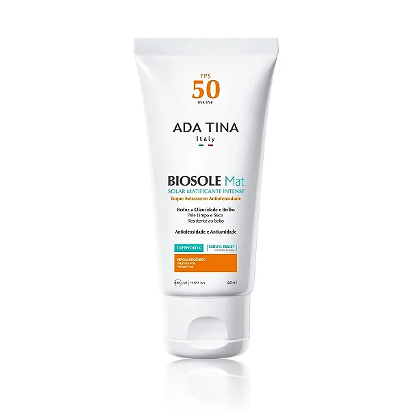 Protetor Solar Facial Ada Tina Biosole Mat Intense FPS 50 40ml