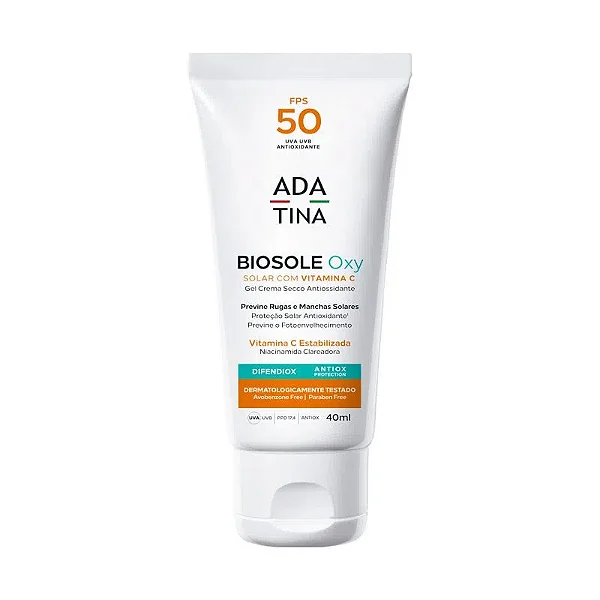 Protetor Solar Facial Ada Tina Clareador Niacinamida Biosole Oxy FPS 50 40ml
